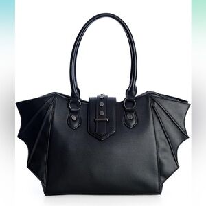 Lost Queen Women's Gothic Annabelle Bat Handbag Winged Crossbody Purse Black NWT